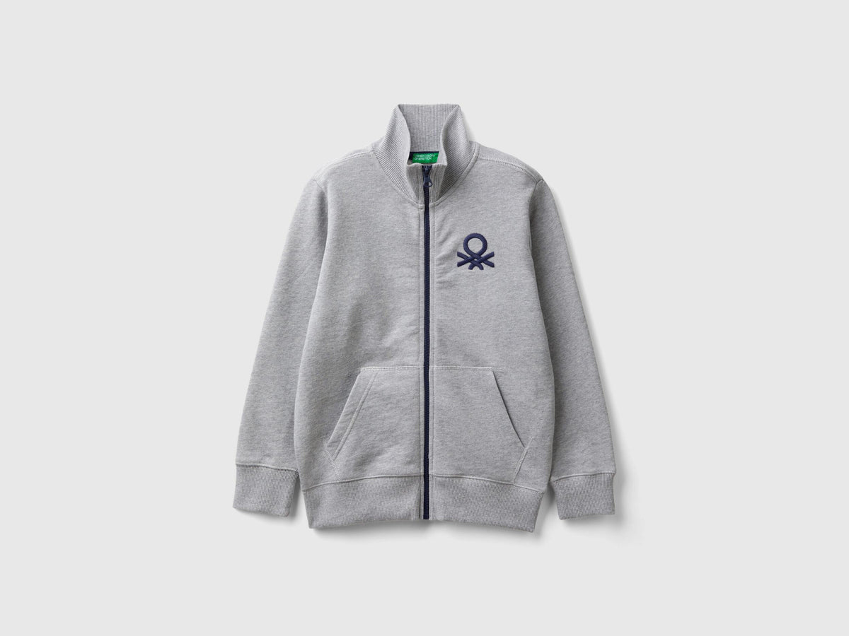 Benetton_Light Gray_Pure Cotton Tracksuit with Zipper_C501B-CF058S_501_02