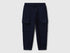 Benetton boys blue cargo joggers front view with flap pockets