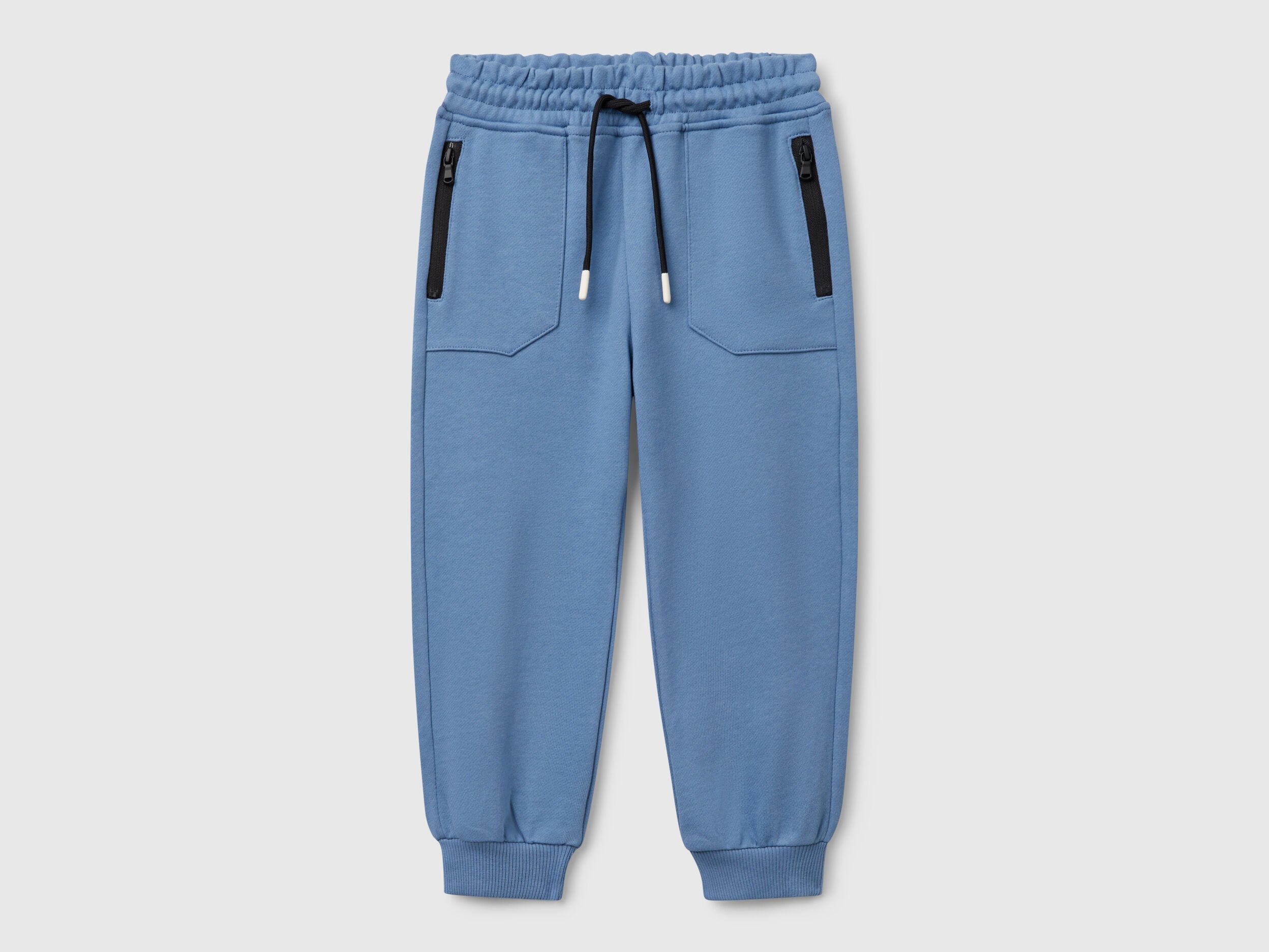 Benetton boys blue drawstring sweatpants front view