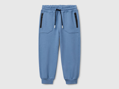 Benetton boys blue drawstring sweatpants front view