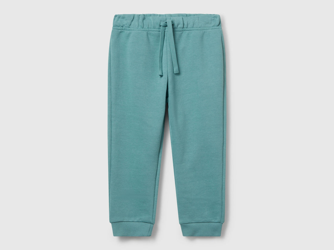 Benetton boys blue sweat joggers front view regular fit