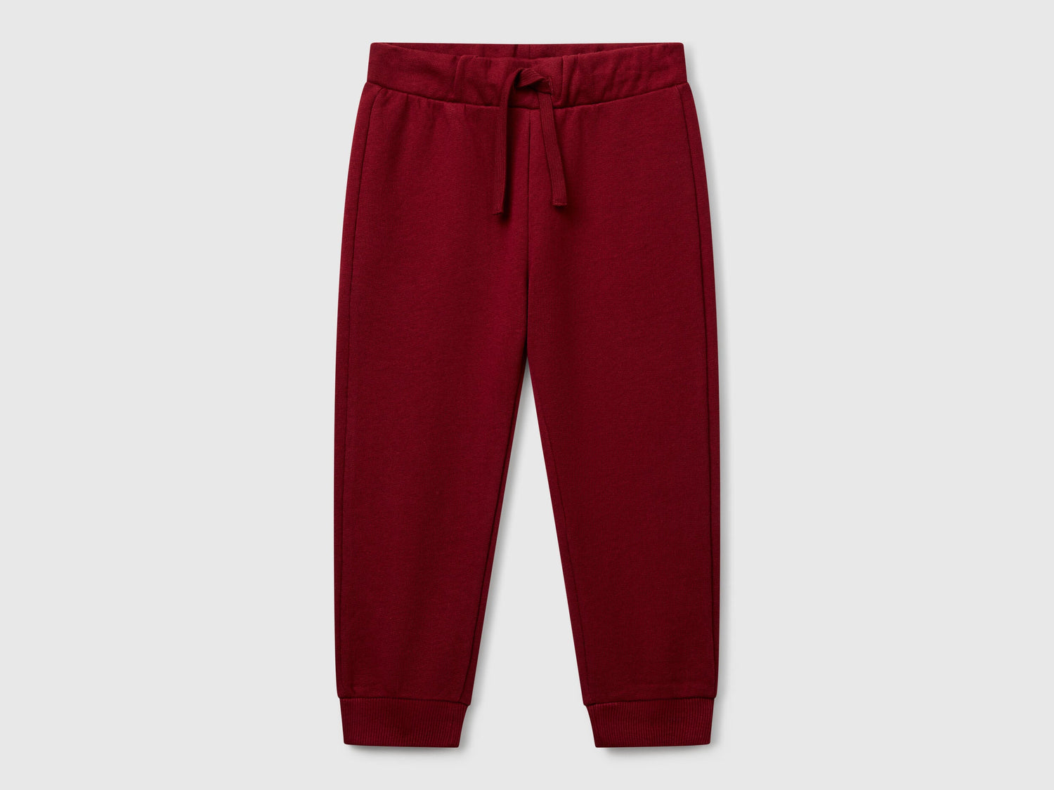 Benetton boys brown organic cotton trousers front view with drawstring waist
