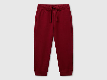 Benetton boys brown organic cotton trousers front view with drawstring waist