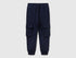 Benetton boys dark blue cotton cargo sweatpants front view