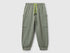 Benetton boys green cargo sweatpants front view with pockets