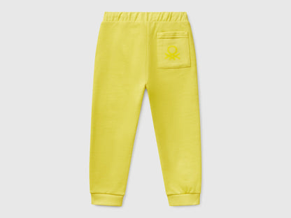 Benetton boys green organic cotton sweatpants with logo side view
