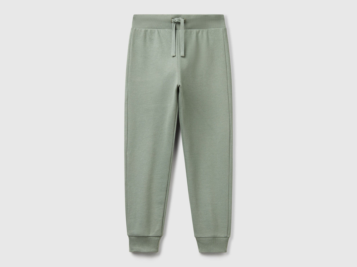 Benetton boys green sporty trousers front view with drawstring waist