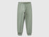 Benetton boys green sporty trousers front view with drawstring waist