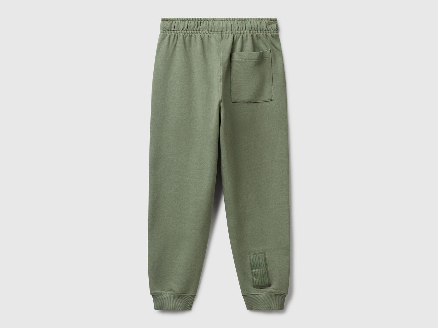 Side view of Benetton boys cotton joggers in military green