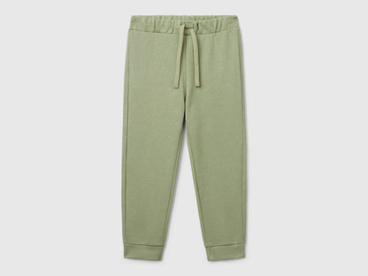 Benetton boys olive green organic cotton sweatpants front view