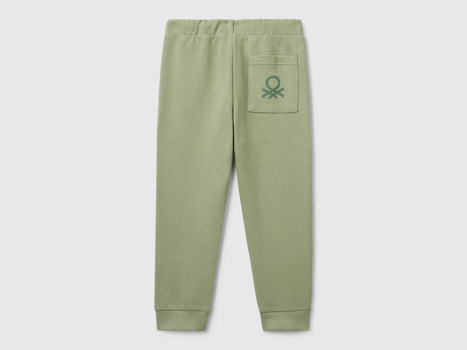Benetton boys olive green sweatpants back view with pocket