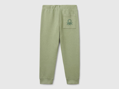Benetton boys olive green sweatpants back view with pocket