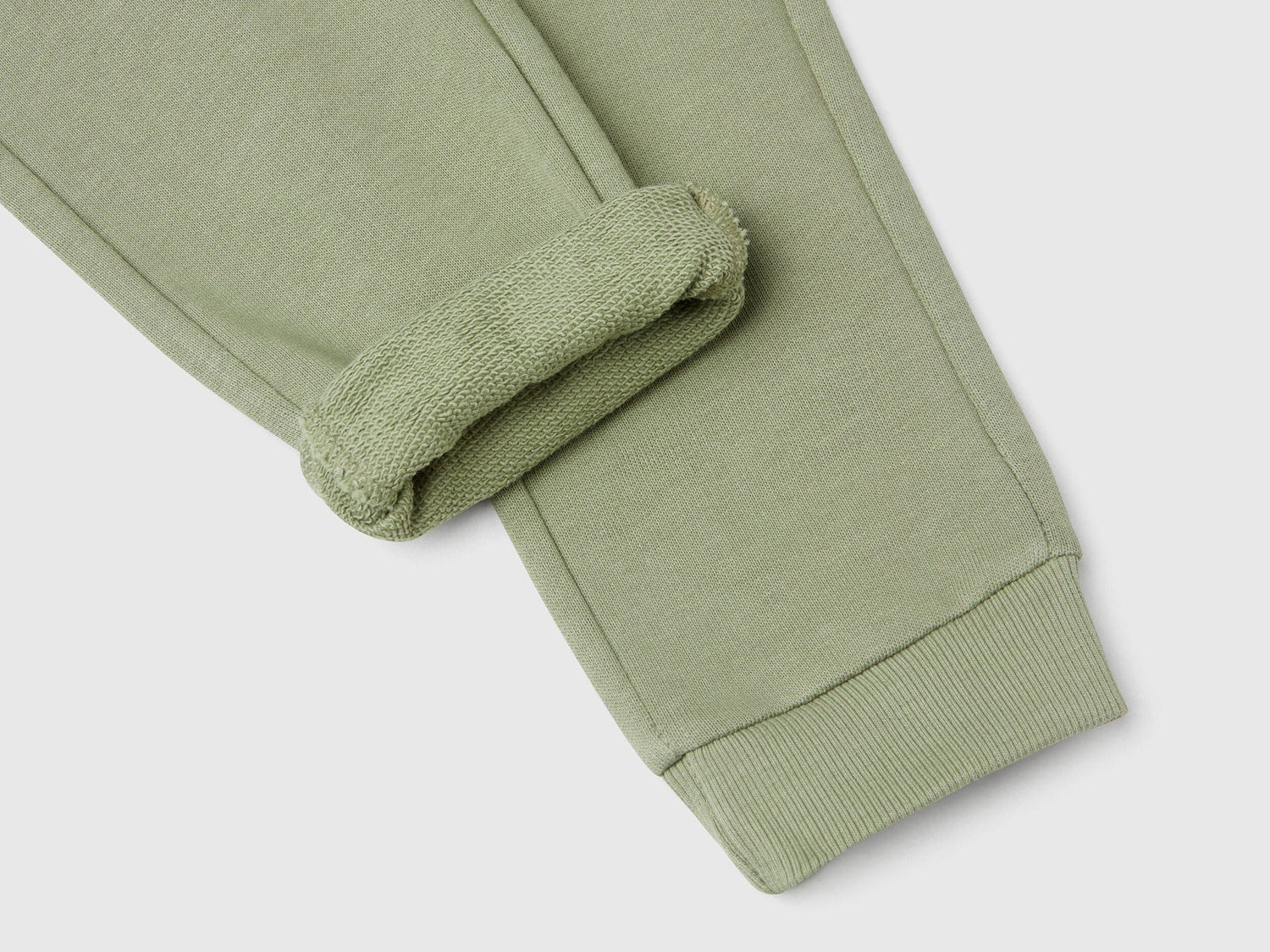 Benetton boys olive green sweatpants detail of ribbed cuffs and logo