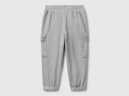 Back view of Benetton cargo joggers with drawstring waist