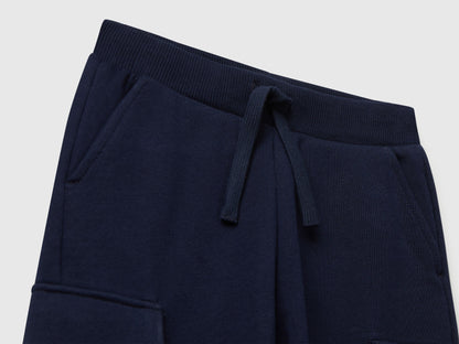 Back view of Benetton cargo joggers with drawstring waist