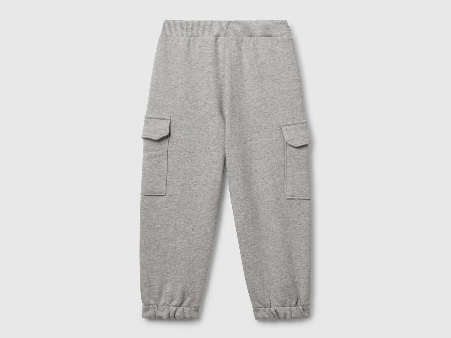 Back view of Benetton cargo sweatpants with drawstring waist