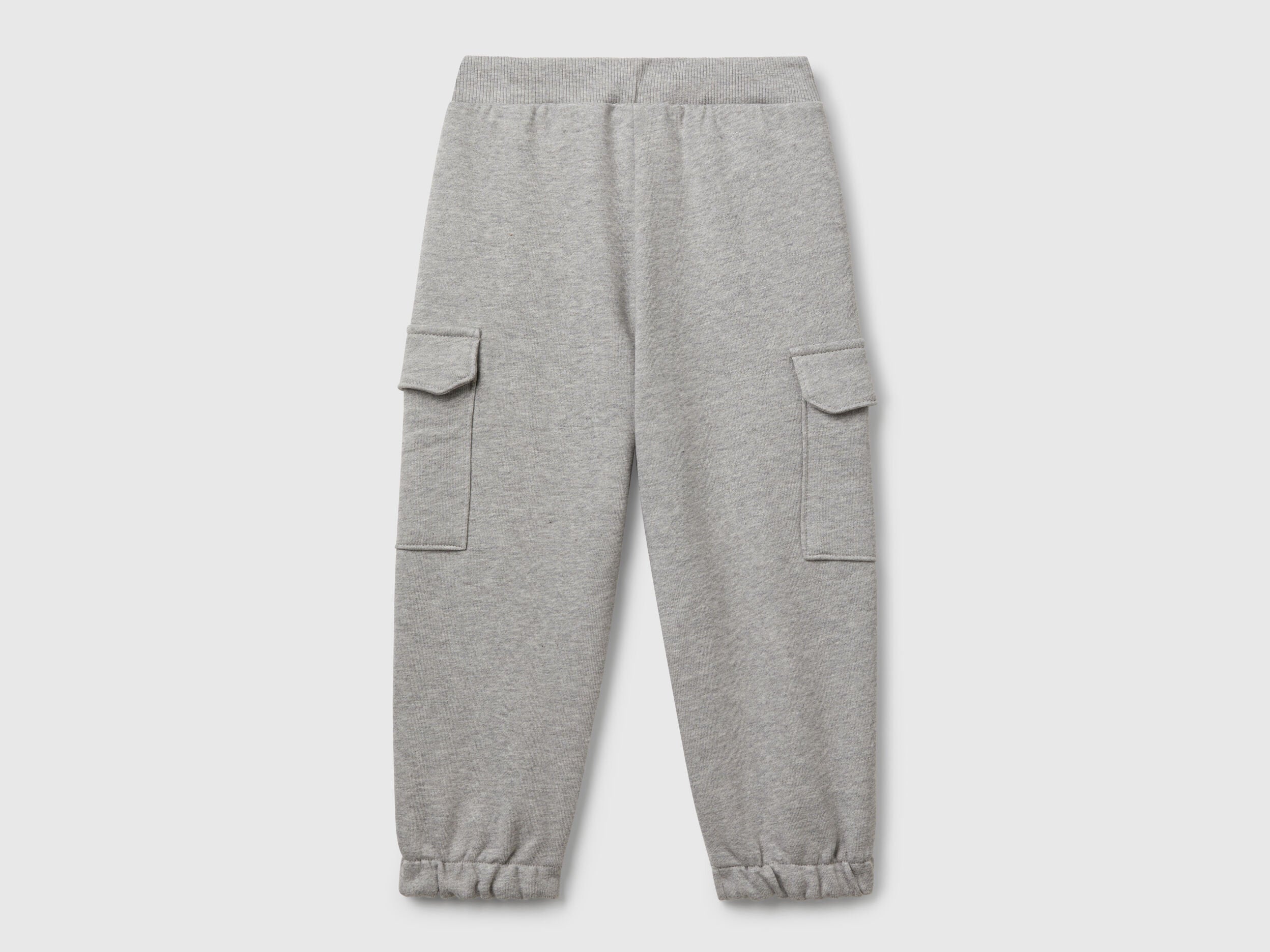 Back view of Benetton cargo sweatpants with drawstring waist