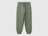 Benetton green pure cotton joggers front view with pockets