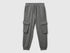 Benetton grey sweat fabric cargo joggers front view with pockets