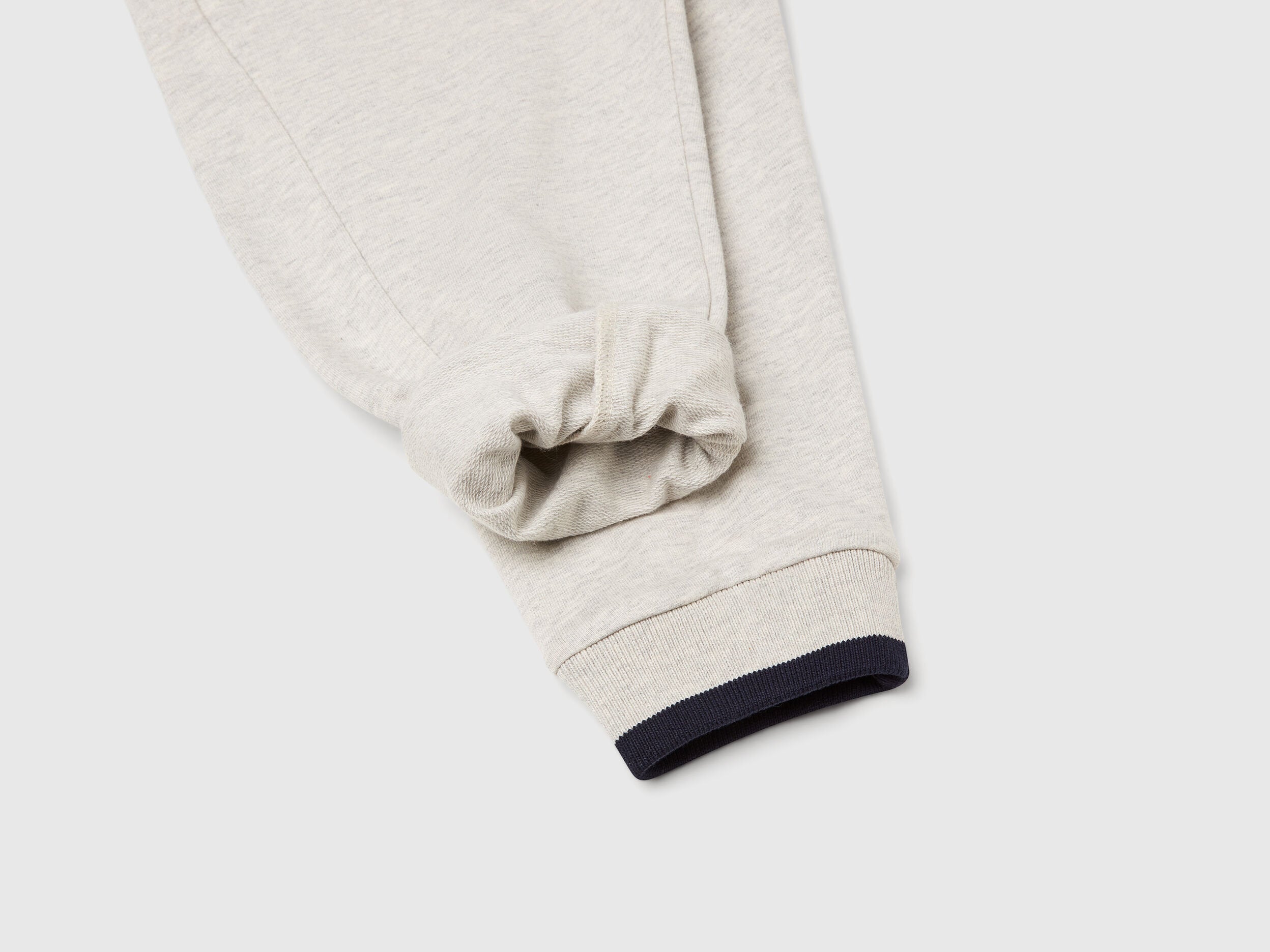 Benetton grey cotton joggers side view showing pocket detail