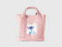 Front view of a pink Benetton x Lilo & Stitch Disney tote bag, featuring a clear graphic of Stitch, perfect for fans.