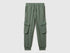 Benetton sweat fabric cargo joggers front view with flap pockets