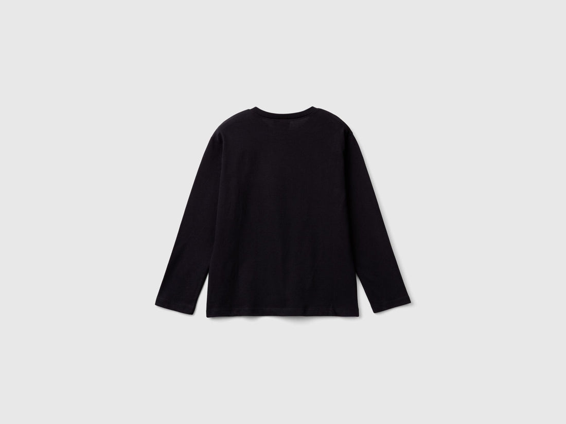 Back view: Plain black long-sleeve T-shirt, part of the Marvel Spiderman collection. Comfortable fit.