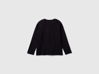 Back view: Plain black long-sleeve T-shirt, part of the Marvel Spiderman collection. Comfortable fit.