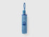 Folded blue Benetton umbrella, compact for travel.