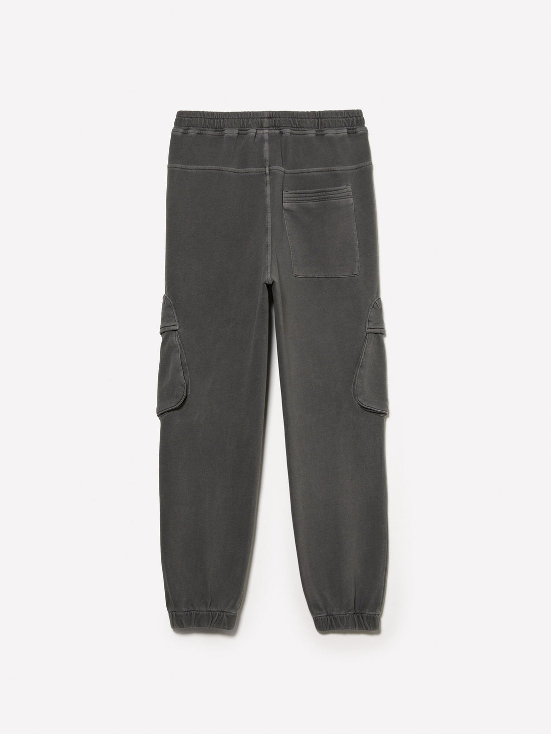Back view of a pair of dark grey joggers with an elasticated waist and cuffs, offering comfortable casual wear for men or women in Kuwait.