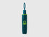 Folded green Benetton umbrella, compact for portability.
