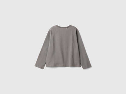 Back view of a plain grey long-sleeve t-shirt, part of the Barbie collection. Soft fabric.