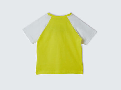 Back view of a yellow and white t-shirt for kids in Kuwait.