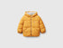Front view of a mustard yellow Teddy Jacket for kids, featuring a cozy hood and a full zipper, perfect for keeping warm in Kuwait.