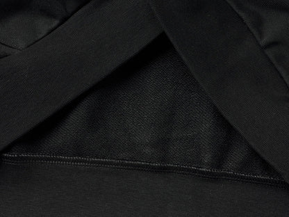 Flat lay back view of a black pullover hoodie for men.