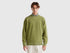 Front view of a dark green cotton sweatshirt for men.