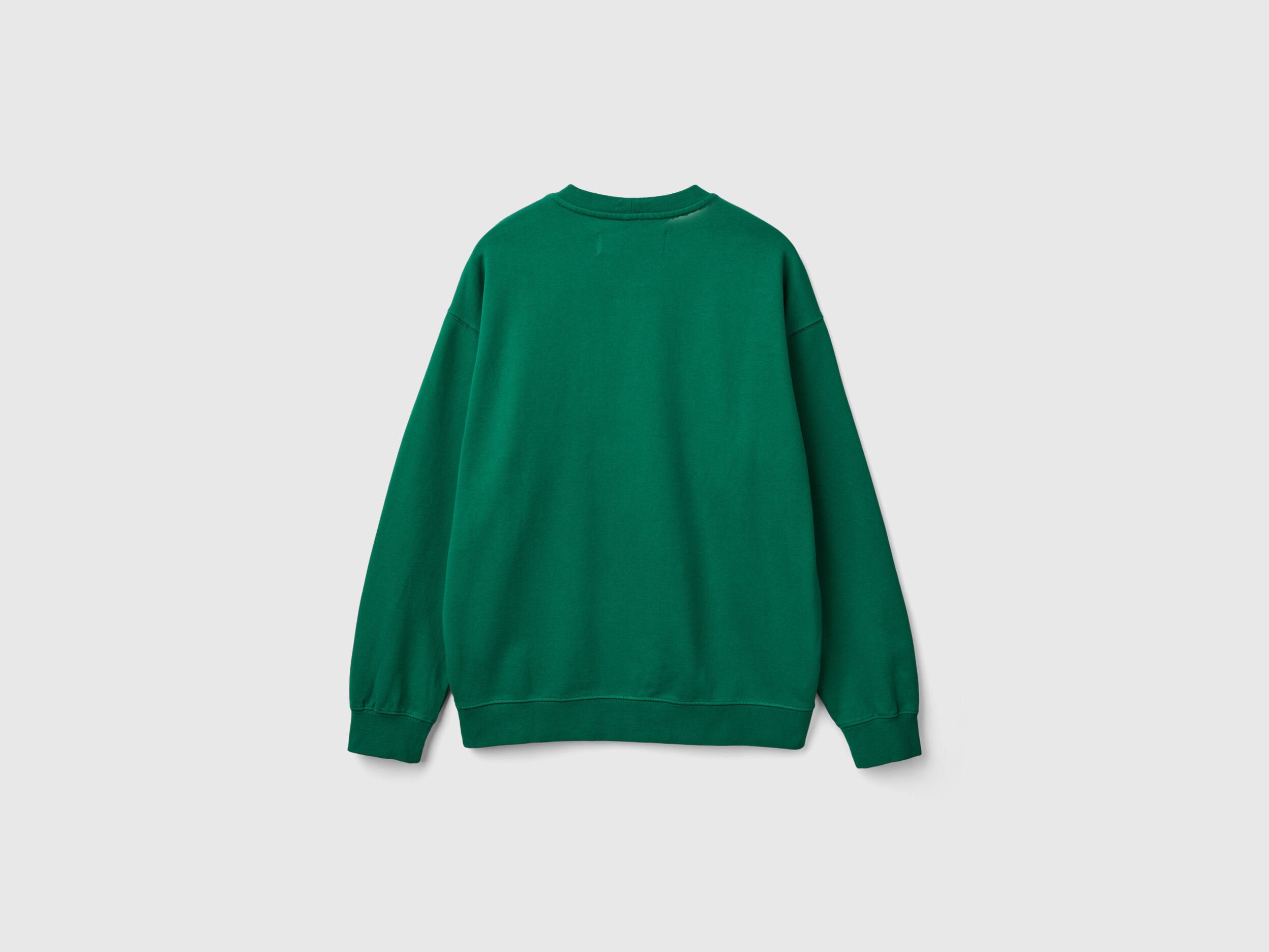 Flat lay front view of a green crew neck sweatshirt for men.