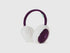 Purple and white earmuffs with synthetic fur, Benetton logo.