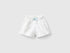 Front view of white and blue checkered culottes for kids, featuring a cute bow detail at the waist.