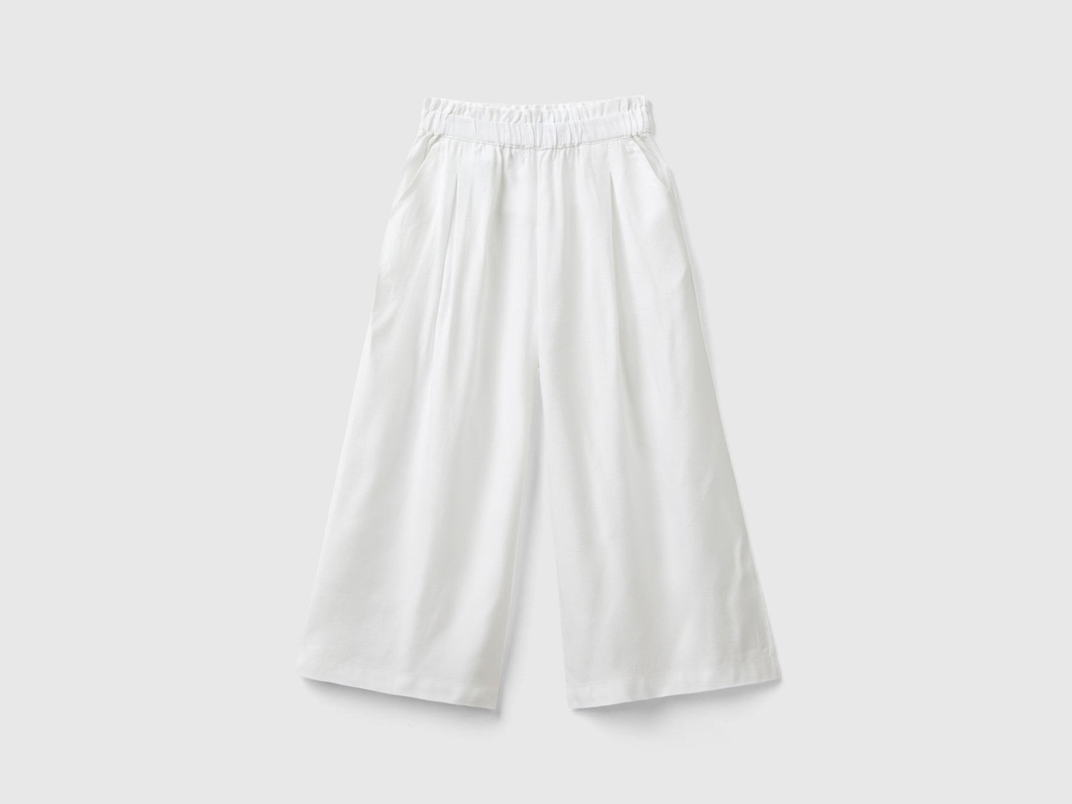 Front view of a pair of flowing palazzo pants, a comfortable and elegant choice for women.