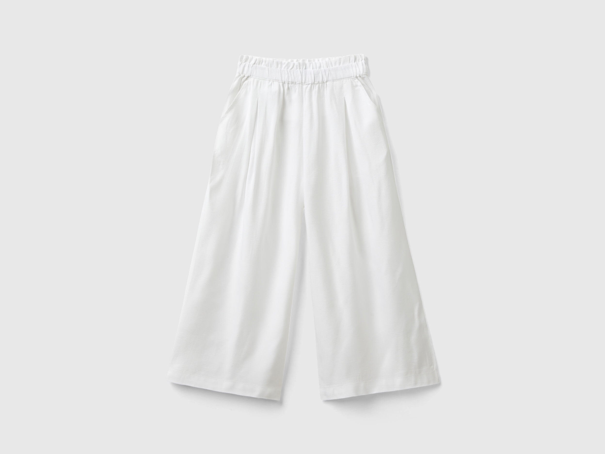 Front view of a pair of flowing palazzo pants, a comfortable and elegant choice for women.