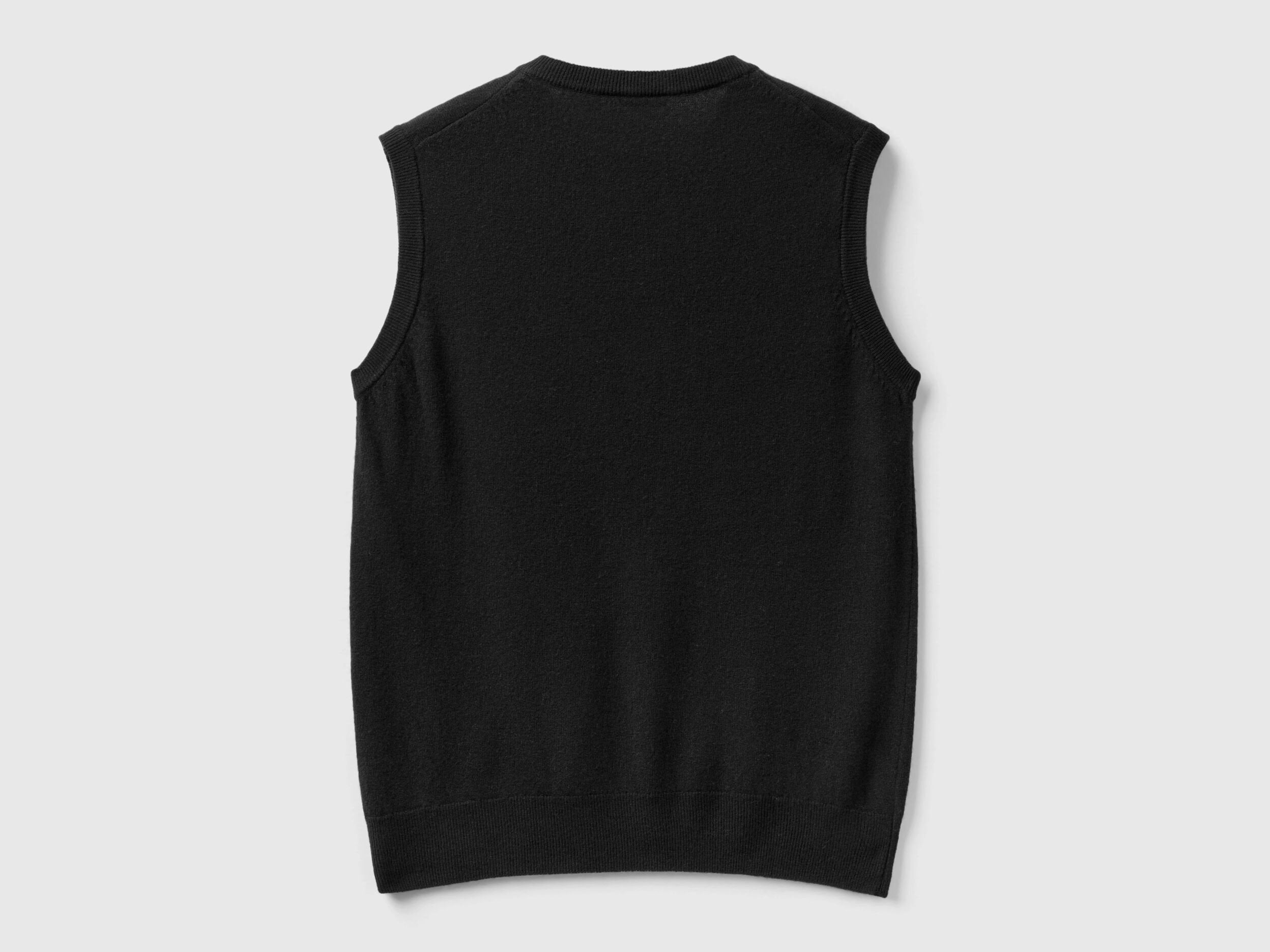 Black Vest In Pure Merino Wool_1002U400L_100_05