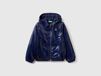 Glossy Jacket With Zip And Hood