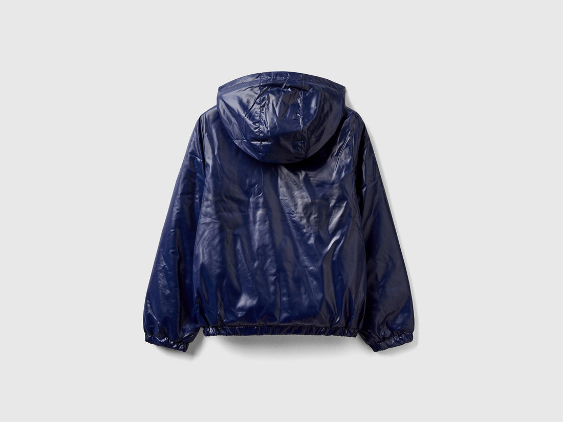 Glossy Jacket With Zip And Hood