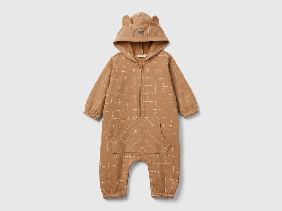 Check Jumpsuit With Hood