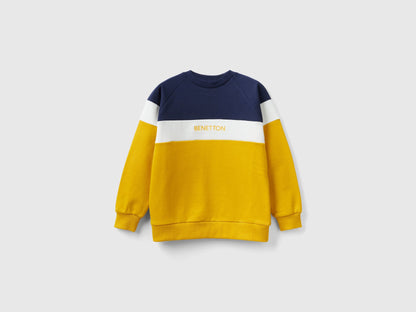 Yellow Ochre And Dark Blue Sweatshirt With Embroidered Logo_3FPPC10DZ_0D6_01