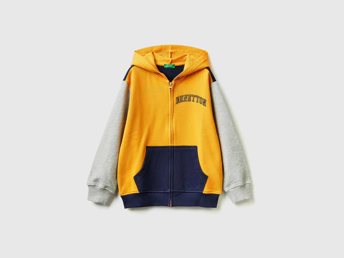 Hoodie With Zip And Embroidered Logo