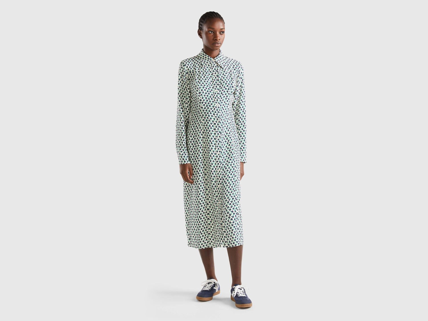 benetton shirt dress United colors of benetton womens Black Shirt dress size 40 long Sleeve