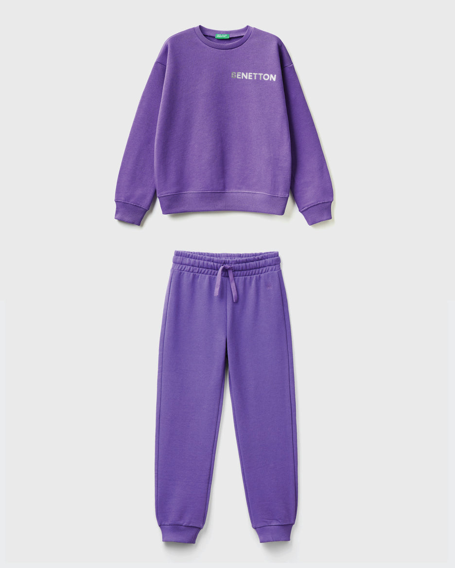 100% Cotton Sweatshirt Tracksuit With Logo _01
