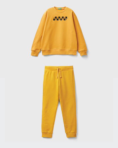 100% Cotton Sweatshirt Tracksuit With Logo Print _01